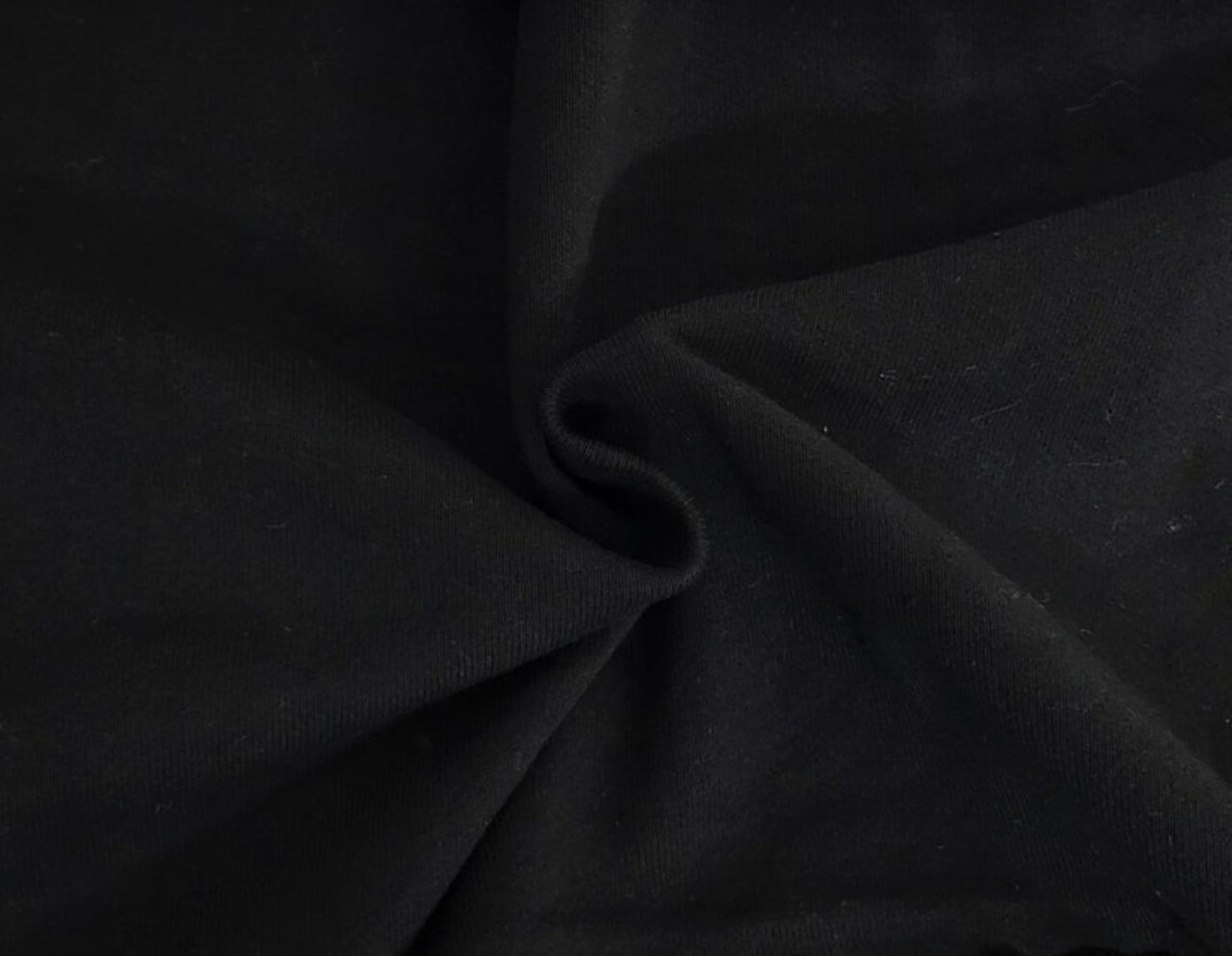 1 Yard Jet Black Cotton French Terry Knit Tight Weave Delivers Structure, Warmth, and Premium Quality